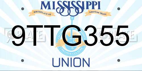 9TTG355 Mississippi License Plate