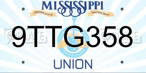9TTG358 Mississippi License Plate