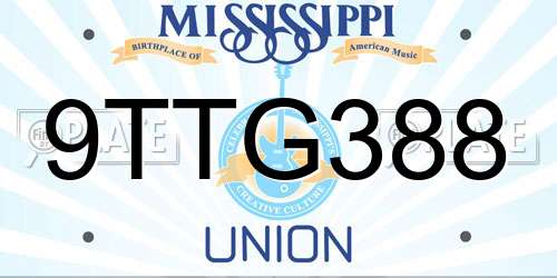 9TTG388 Mississippi License Plate