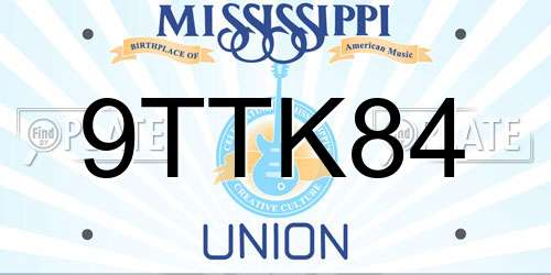 9TTK84 Mississippi License Plate