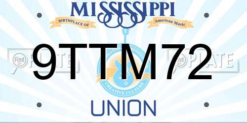 9TTM72 Mississippi License Plate