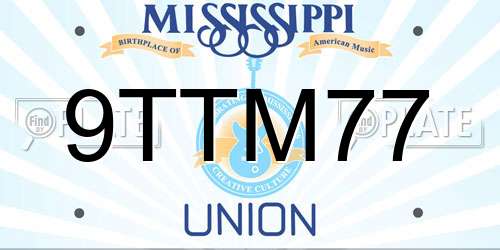 9TTM77 Mississippi License Plate