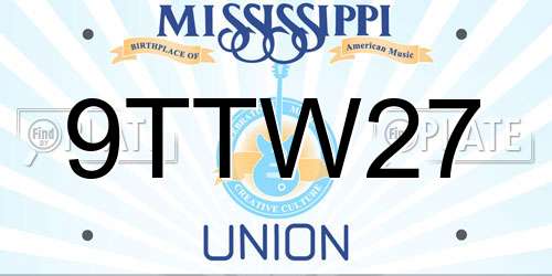 9TTW27 Mississippi License Plate