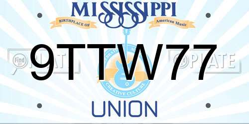 9TTW77 Mississippi License Plate
