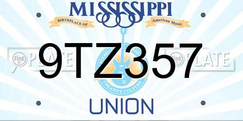 9TZ357 Mississippi License Plate