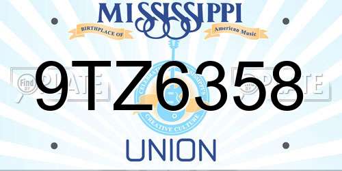 9TZ6358 Mississippi License Plate