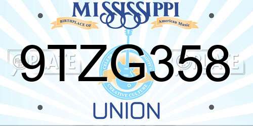 9TZG358 Mississippi License Plate