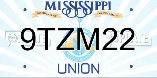 9TZM22 Mississippi License Plate