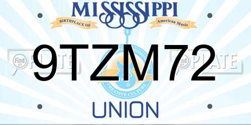 9TZM72 Mississippi License Plate