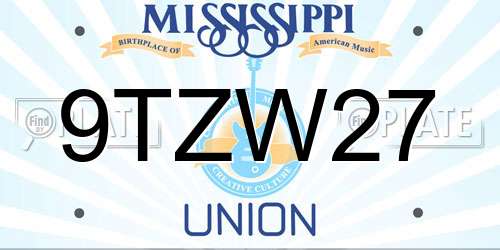 9TZW27 Mississippi License Plate