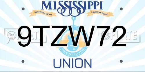 9TZW72 Mississippi License Plate
