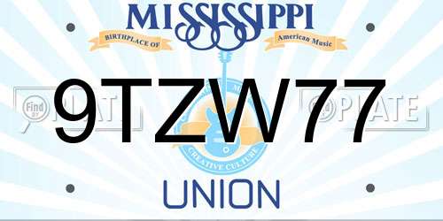 9TZW77 Mississippi License Plate