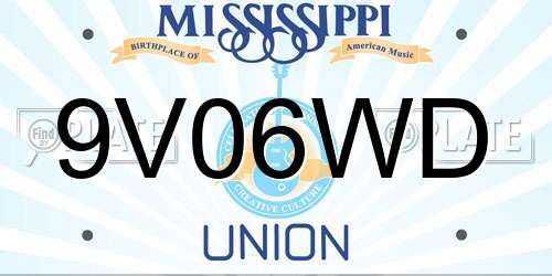 9V06WD Mississippi License Plate