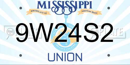 9W24S2 Mississippi License Plate