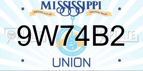 9W74B2 Mississippi License Plate