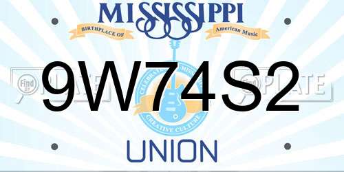 9W74S2 Mississippi License Plate