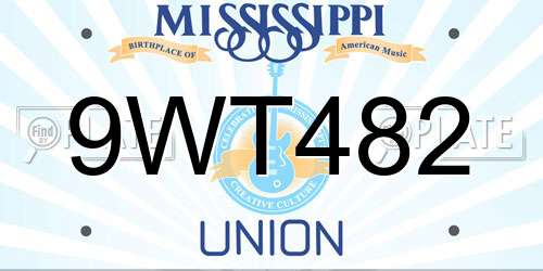 9WT482 Mississippi License Plate