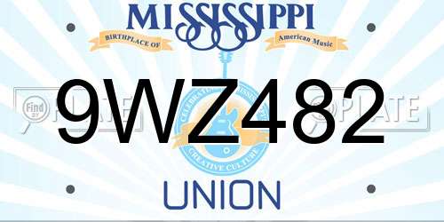 9WZ482 Mississippi License Plate