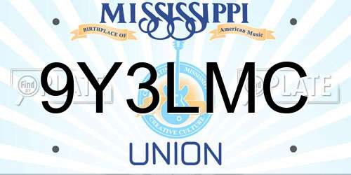 9Y3LMC Mississippi License Plate