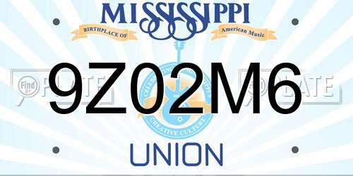 9Z02M6 Mississippi License Plate