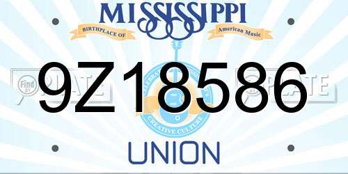 9Z18586 Mississippi License Plate
