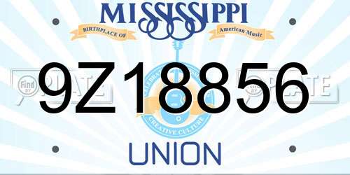 9Z18856 Mississippi License Plate