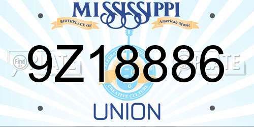 9Z18886 Mississippi License Plate