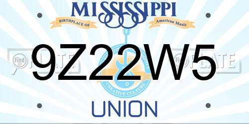 9Z22W5 Mississippi License Plate