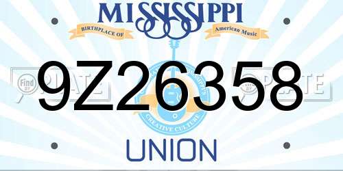 9Z26358 Mississippi License Plate