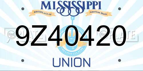 9Z40420 Mississippi License Plate
