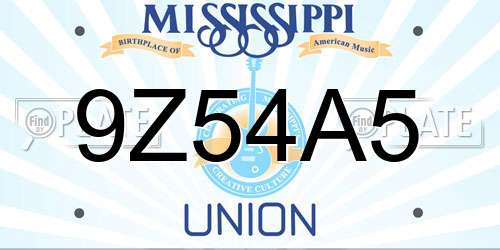 9Z54A5 Mississippi License Plate