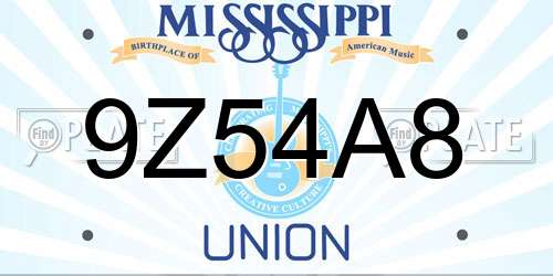 9Z54A8 Mississippi License Plate