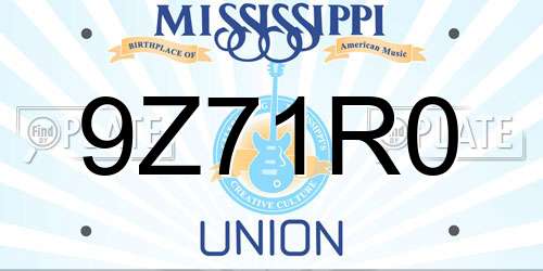 9Z71R0 Mississippi License Plate