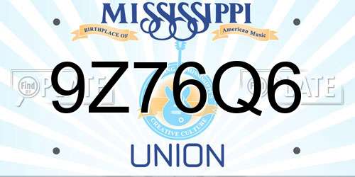 9Z76Q6 Mississippi License Plate