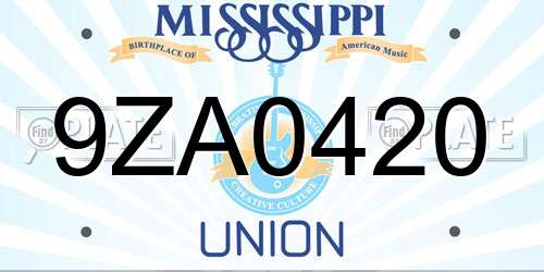 9ZA0420 Mississippi License Plate