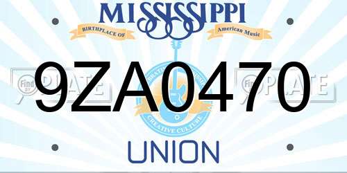 9ZA0470 Mississippi License Plate