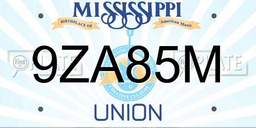 9ZA85M Mississippi License Plate