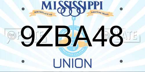 9ZBA48 Mississippi License Plate