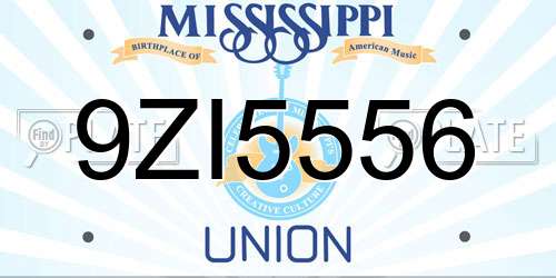 9ZI5556 Mississippi License Plate