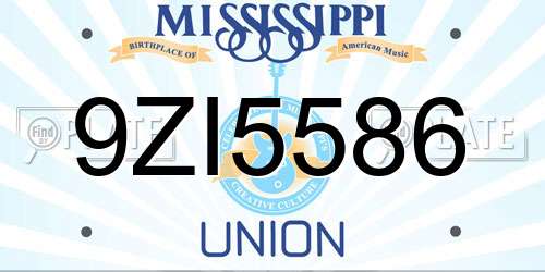 9ZI5586 Mississippi License Plate