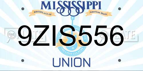 9ZIS556 Mississippi License Plate