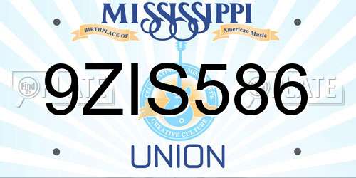 9ZIS586 Mississippi License Plate