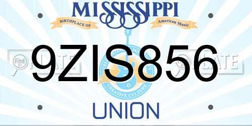 9ZIS856 Mississippi License Plate