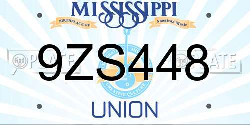 9ZS448 Mississippi License Plate