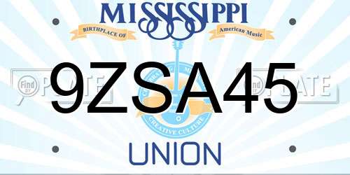 9ZSA45 Mississippi License Plate