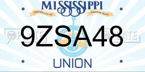 9ZSA48 Mississippi License Plate