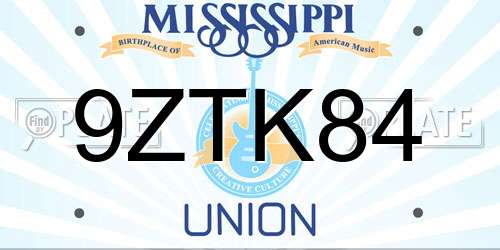 9ZTK84 Mississippi License Plate
