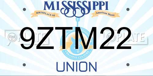 9ZTM22 Mississippi License Plate