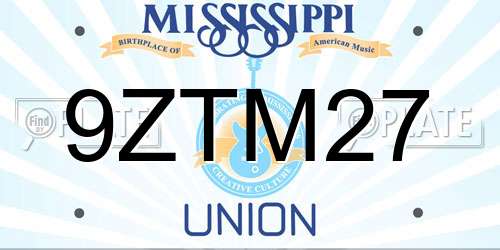 9ZTM27 Mississippi License Plate