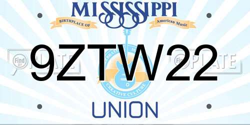 9ZTW22 Mississippi License Plate